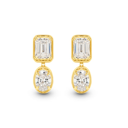 9kt Gold 2.4ct LG Mixed Cut Bezel Stud Earrings