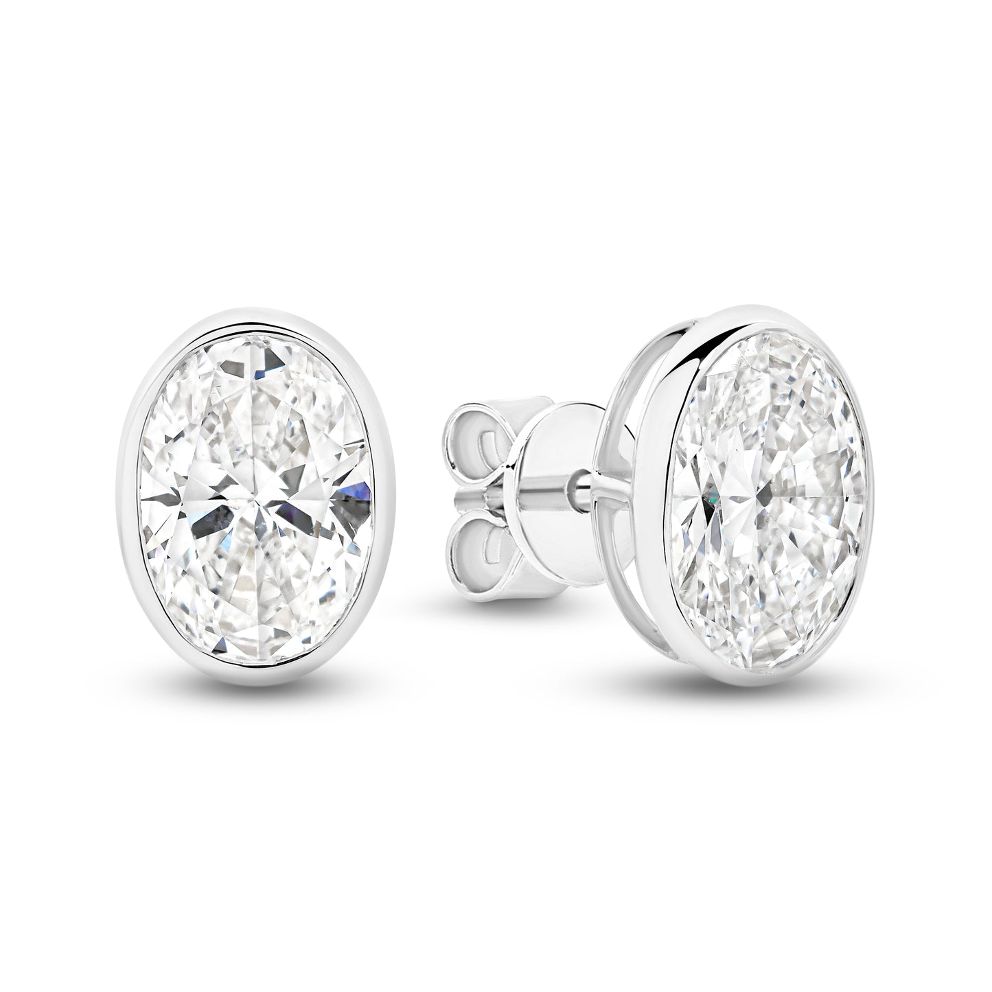 2.8ct LG Oval Cut Bezel Set Stud Earrings