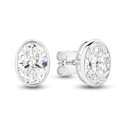 2.8ct LG Oval Cut Bezel Set Stud Earrings