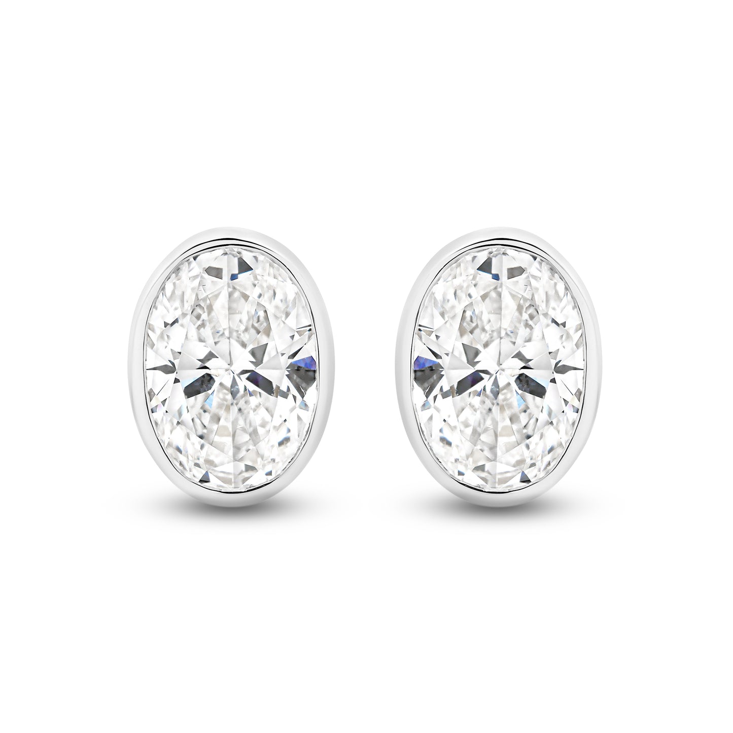 2.8ct LG Oval Cut Bezel Set Stud Earrings