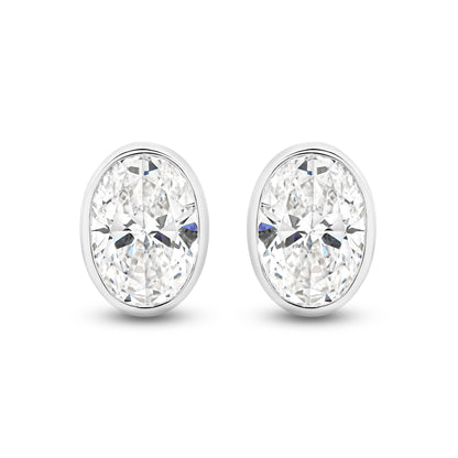 2.8ct LG Oval Cut Bezel Set Stud Earrings