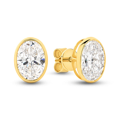 2.8ct LG Oval Cut Bezel Set Stud Earrings
