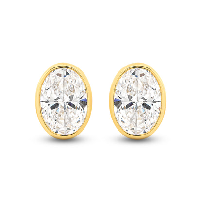 2.8ct LG Oval Cut Bezel Set Stud Earrings