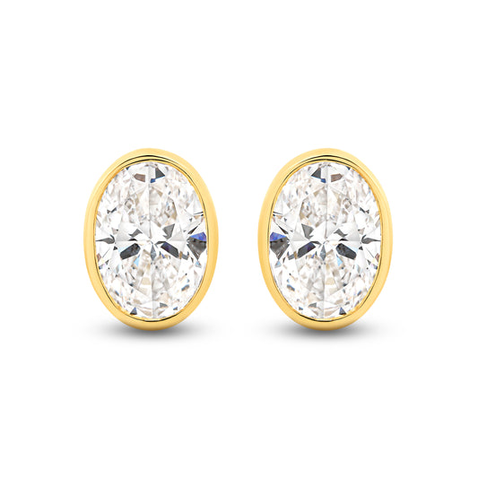 2.8ct LG Oval Cut Bezel Set Stud Earrings