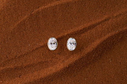 2.8ct LG Oval Cut Bezel Set Stud Earrings