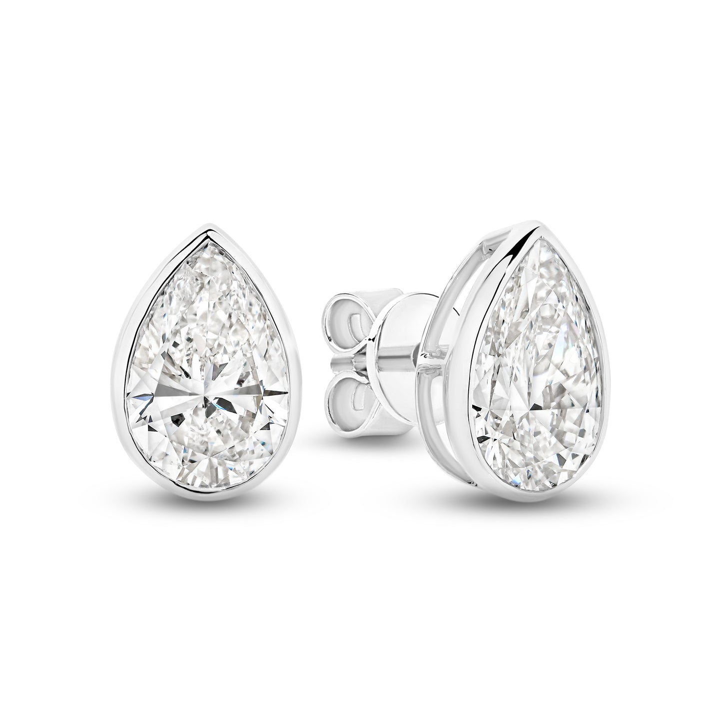 2.9ct LG Pear Cut Bezel Set Stud Earrings