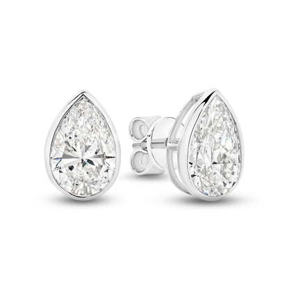 2.9ct LG Pear Cut Bezel Set Stud Earrings
