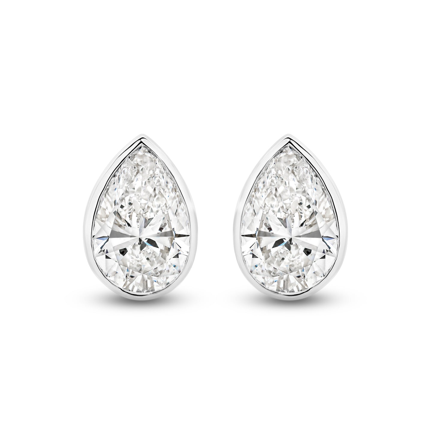 2.9ct LG Pear Cut Bezel Set Stud Earrings