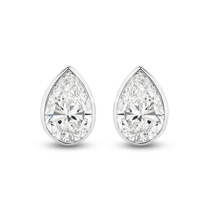 2.9ct LG Pear Cut Bezel Set Stud Earrings