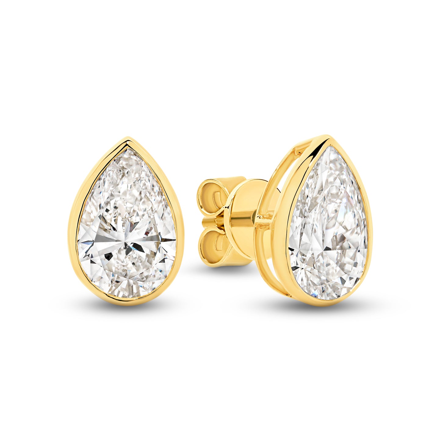 2.9ct LG Pear Cut Bezel Set Stud Earrings