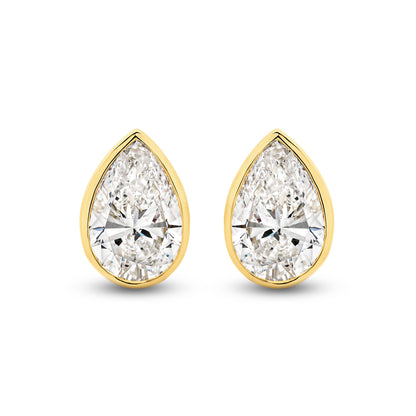 2.9ct LG Pear Cut Bezel Set Stud Earrings