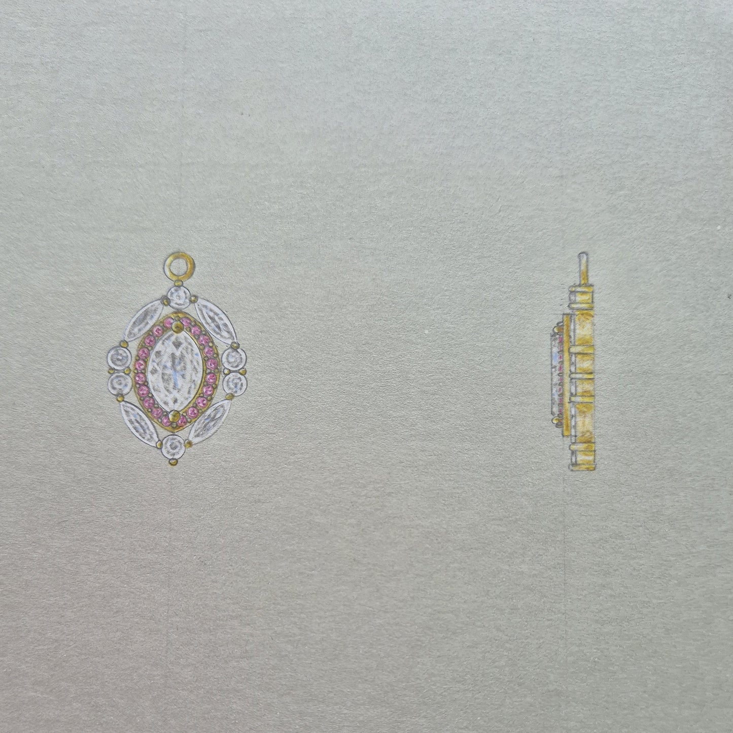 LG Marquise and Round Diamond Drop Enhancers with LG Pink Diamonds