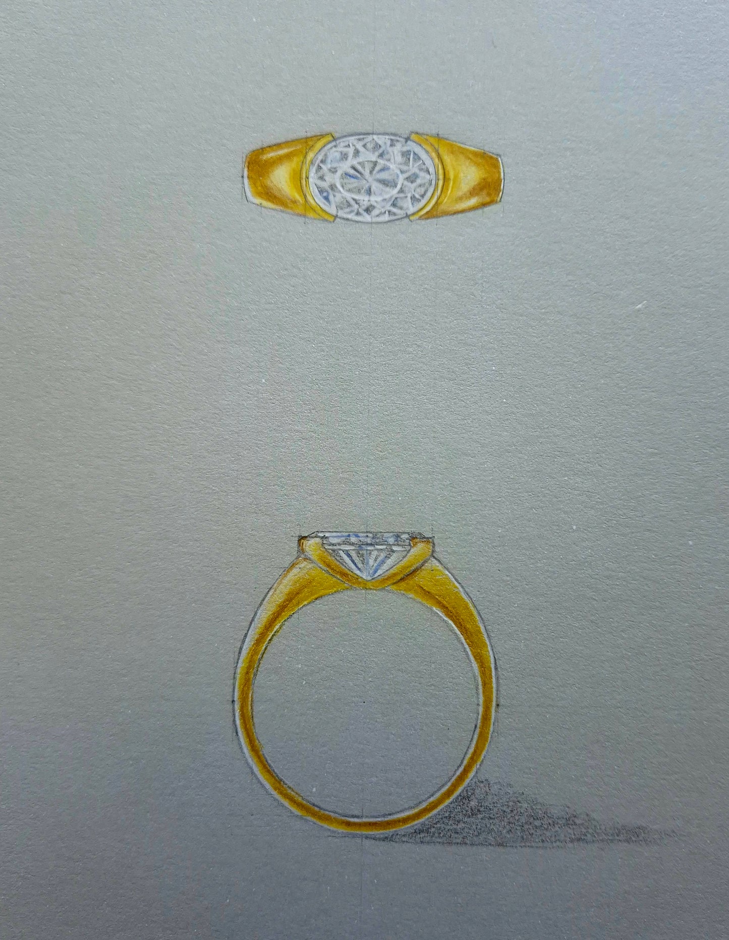 Oval East to West Half Bezel Ring