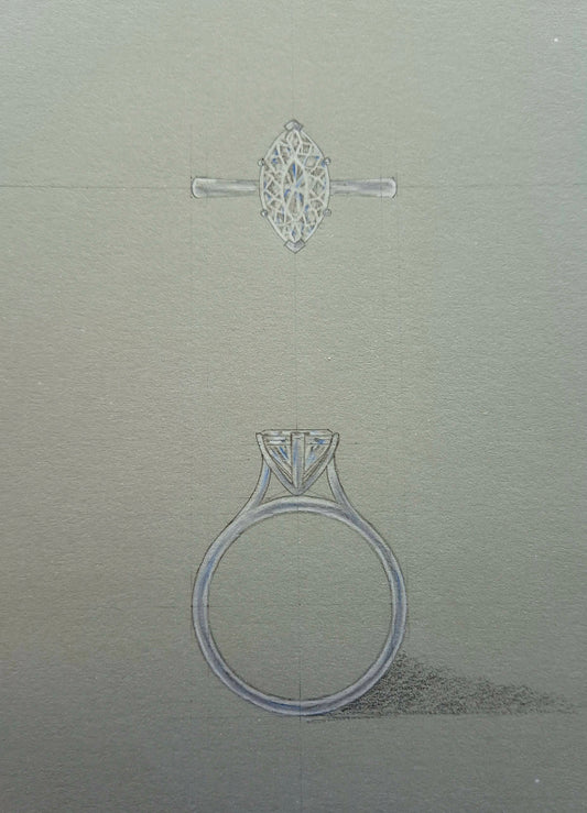 Marquise Cut Diamond in Tulip Cathedral Setting