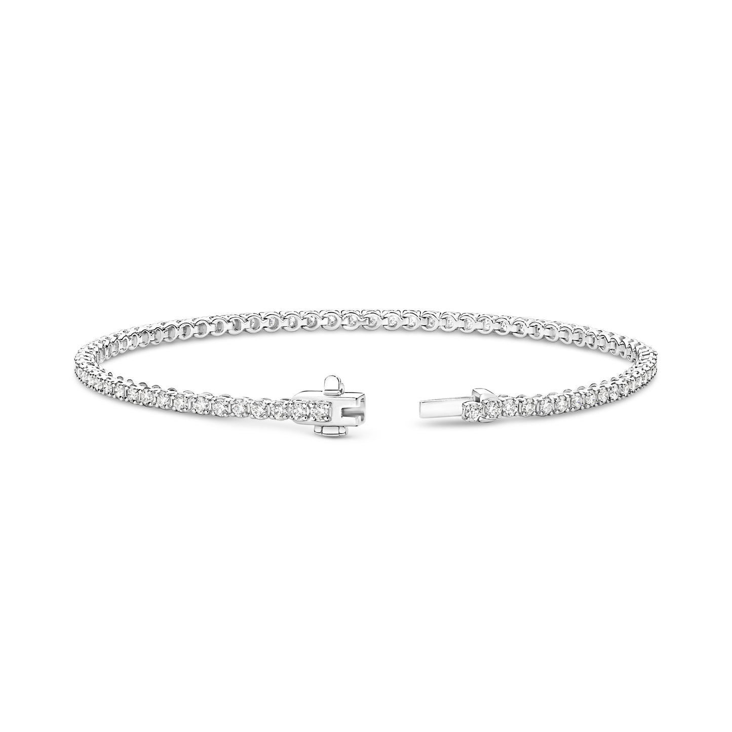 18kt Gold 2ct Natural Round Cut Diamond Tennis Bracelet