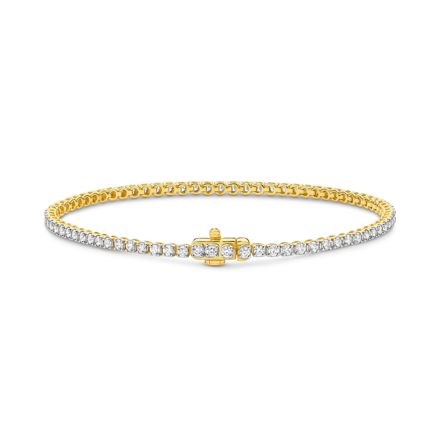 18kt Gold 2ct Natural Round Cut Diamond Tennis Bracelet