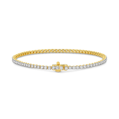 18kt Gold 2ct Natural Round Cut Diamond Tennis Bracelet
