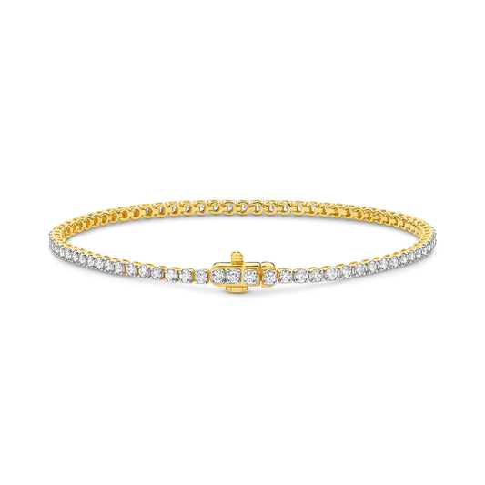 18kt Gold 2ct Natural Round Cut Diamond Tennis Bracelet