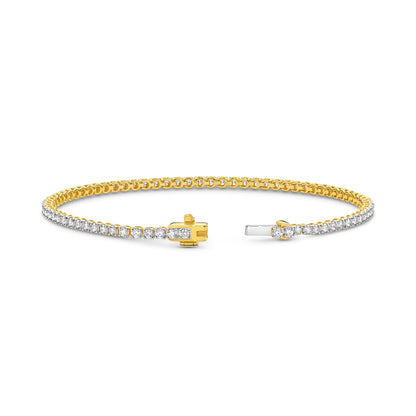 18kt Gold 2ct Natural Round Cut Diamond Tennis Bracelet