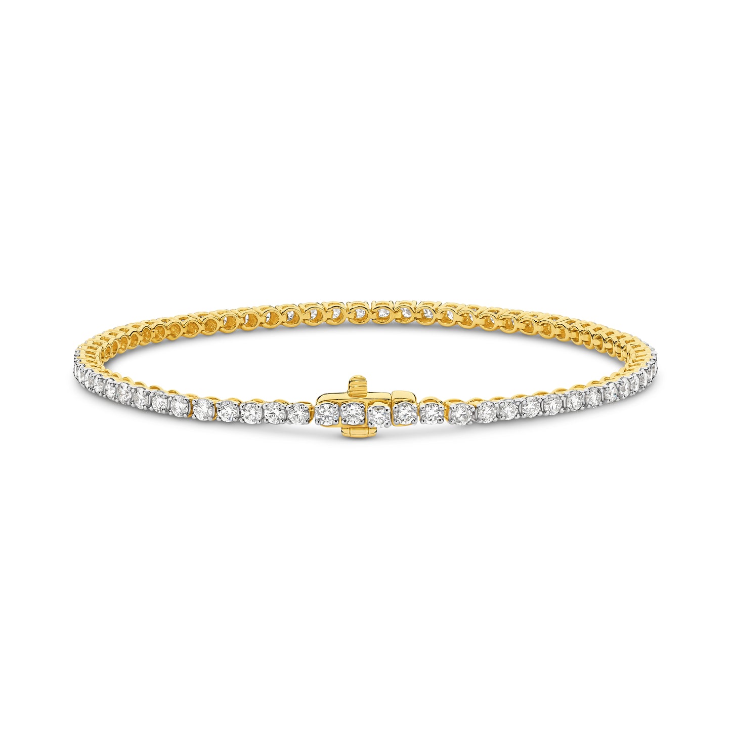 18kt Gold 3ct Natural Round Cut Diamond Tennis Bracelet