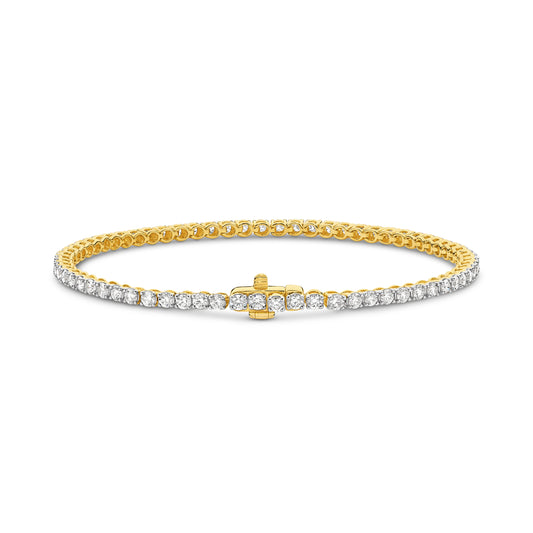 18kt Gold 3ct Natural Round Cut Diamond Tennis Bracelet
