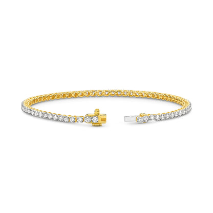 18kt Gold 3ct Natural Round Cut Diamond Tennis Bracelet