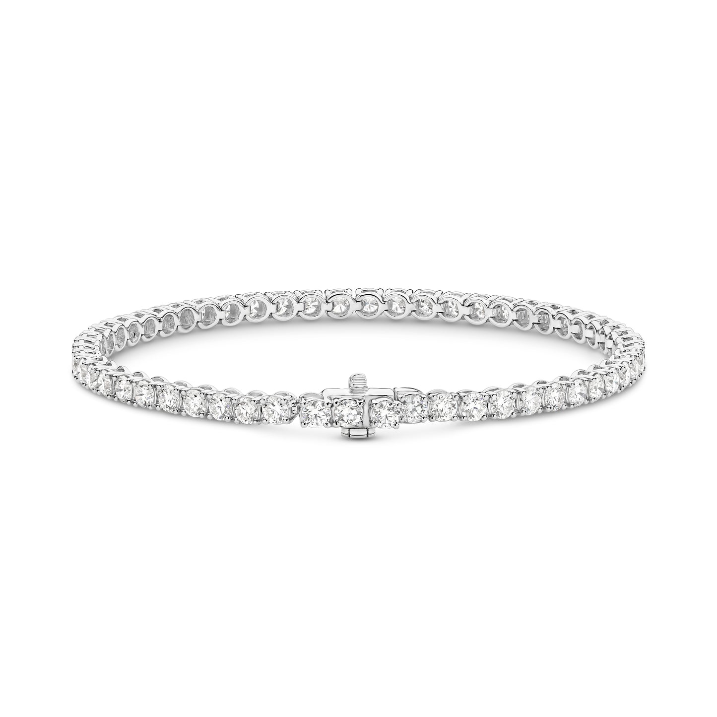 18kt Gold 5ct Natural Round Cut Diamond Tennis Bracelet