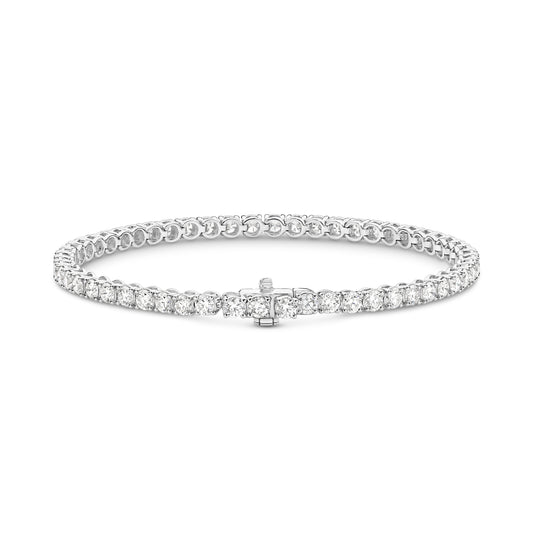 18kt Gold 5ct Natural Round Cut Diamond Tennis Bracelet