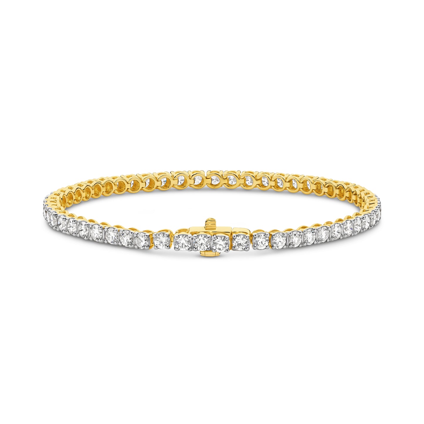 18kt Gold 5ct Natural Round Cut Diamond Tennis Bracelet