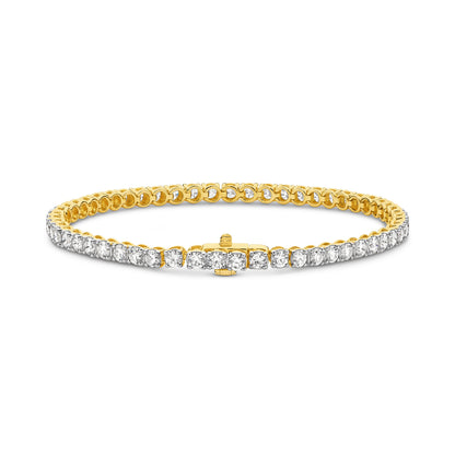 18kt Gold 5ct Natural Round Cut Diamond Tennis Bracelet