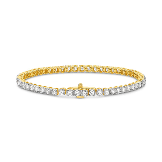 18kt Gold 5ct Natural Round Cut Diamond Tennis Bracelet