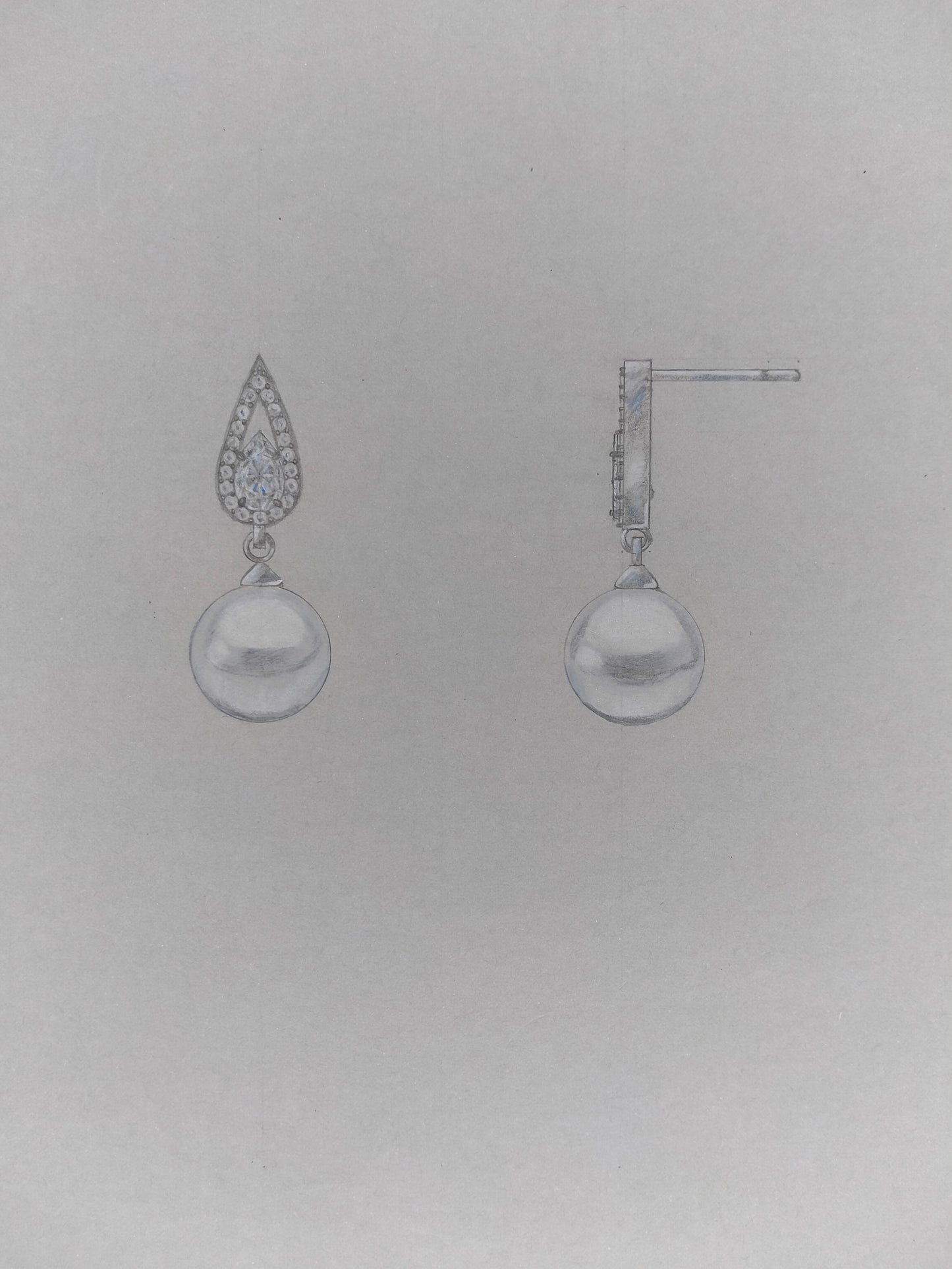 Pearl and Diamond Drop Earrings