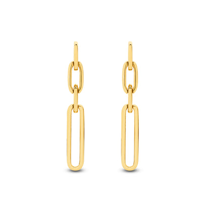 Yellow Gold Paperclip Drop Earrings