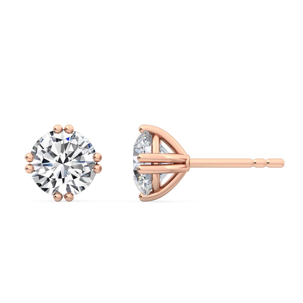 18kt Gold Lab Grown 1.5ct Diamond Solitaire Double Claw Stud Earrings