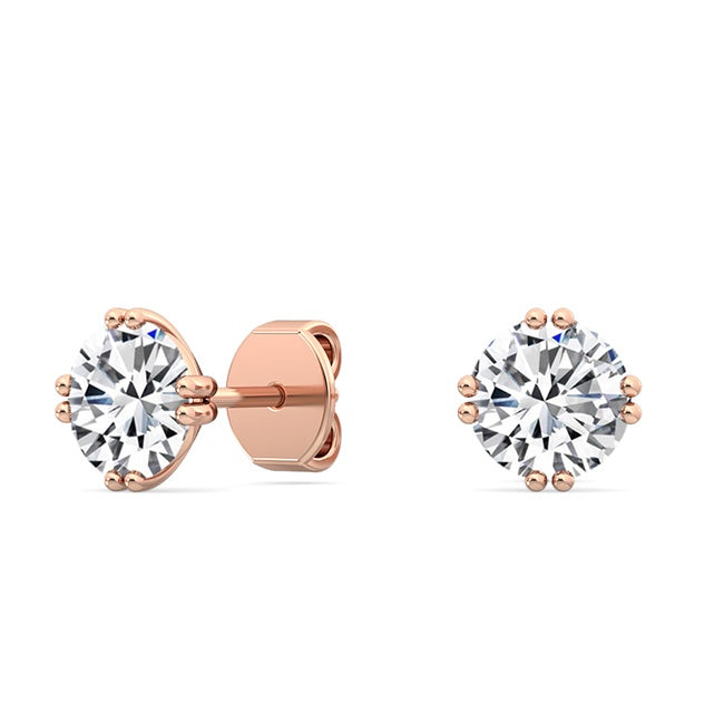 18kt Gold Lab Grown 1.5ct Diamond Solitaire Double Claw Stud Earrings