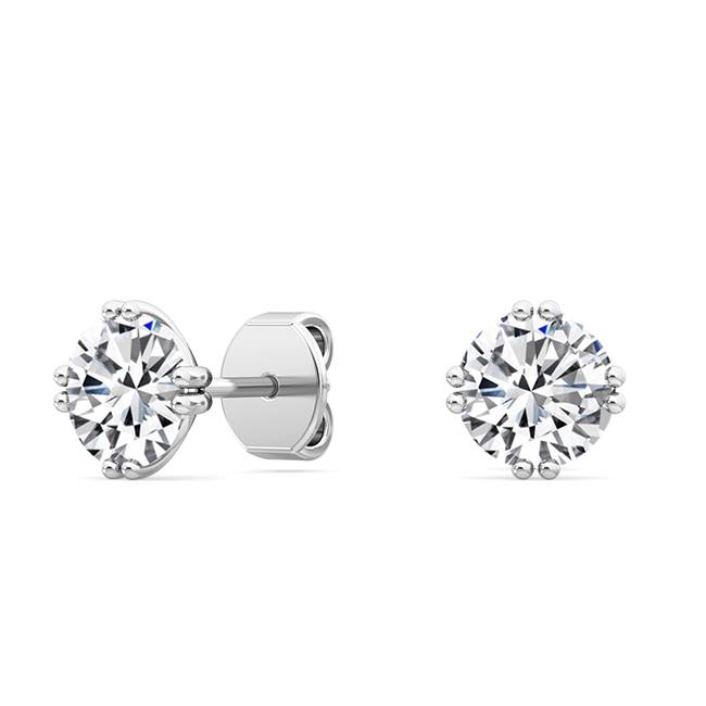 18kt Gold Lab Grown 1.5ct Diamond Solitaire Double Claw Stud Earrings