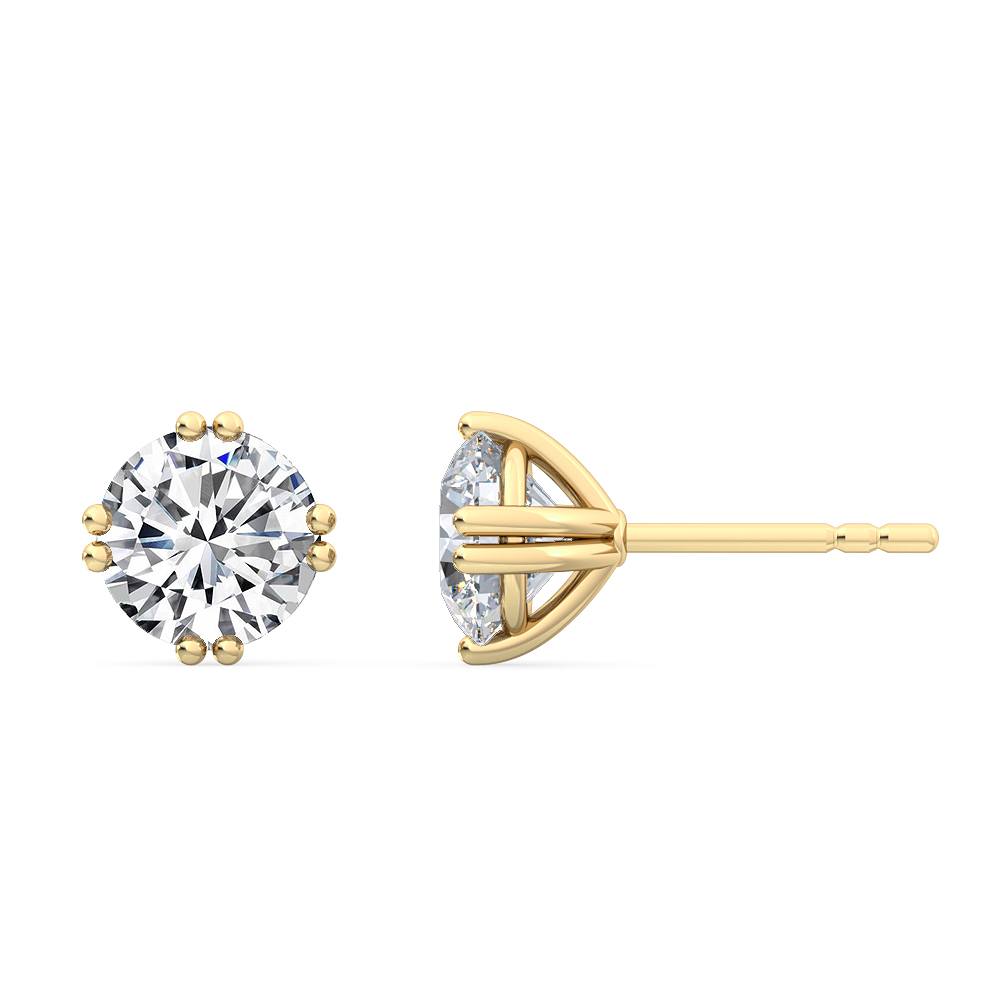 18kt Gold Lab Grown 1.5ct Diamond Solitaire Double Claw Stud Earrings