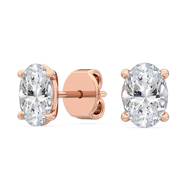 18kt Gold Oval Lab Grown Diamond Solitaire Stud Earrings