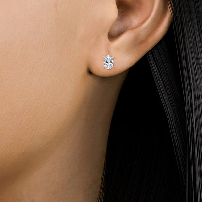 18kt Gold Oval Lab Grown Diamond Solitaire Stud Earrings