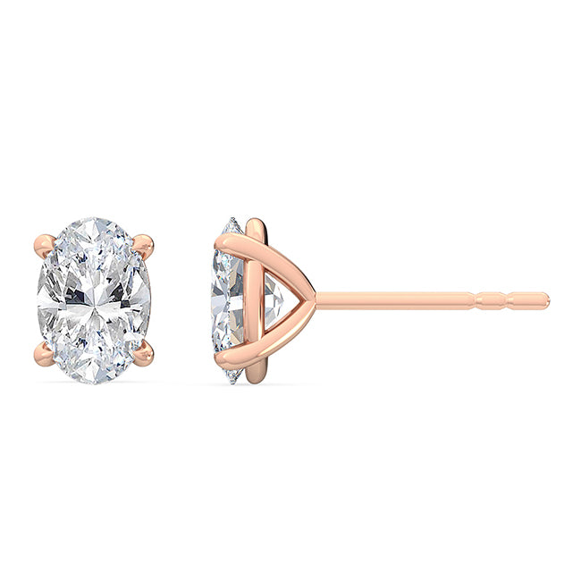 18kt Gold Oval Lab Grown Diamond Solitaire Stud Earrings