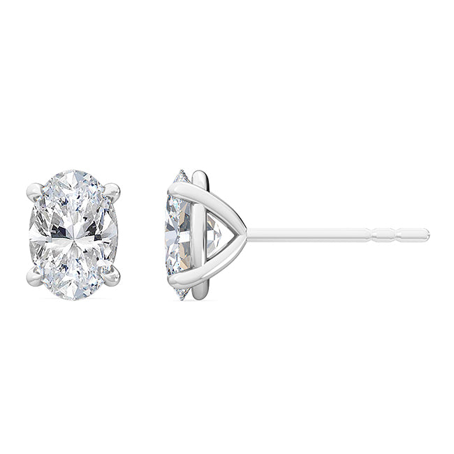 18kt Gold Oval Lab Grown Diamond Solitaire Stud Earrings