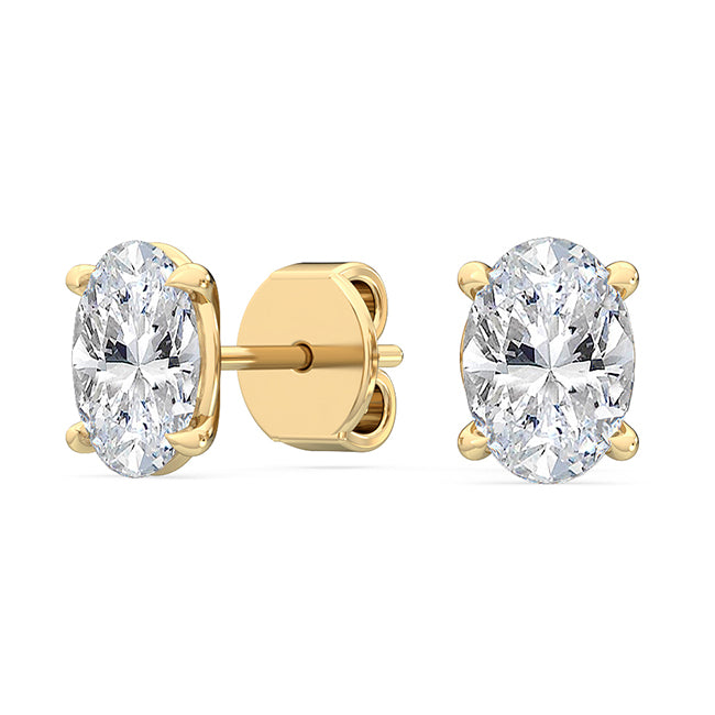 18kt Gold Oval Lab Grown Diamond Solitaire Stud Earrings
