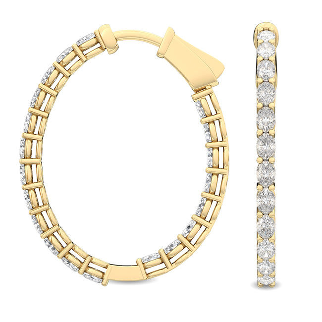 18kt Gold Oval Cut Lab Grown Diamond Hoop Earrings