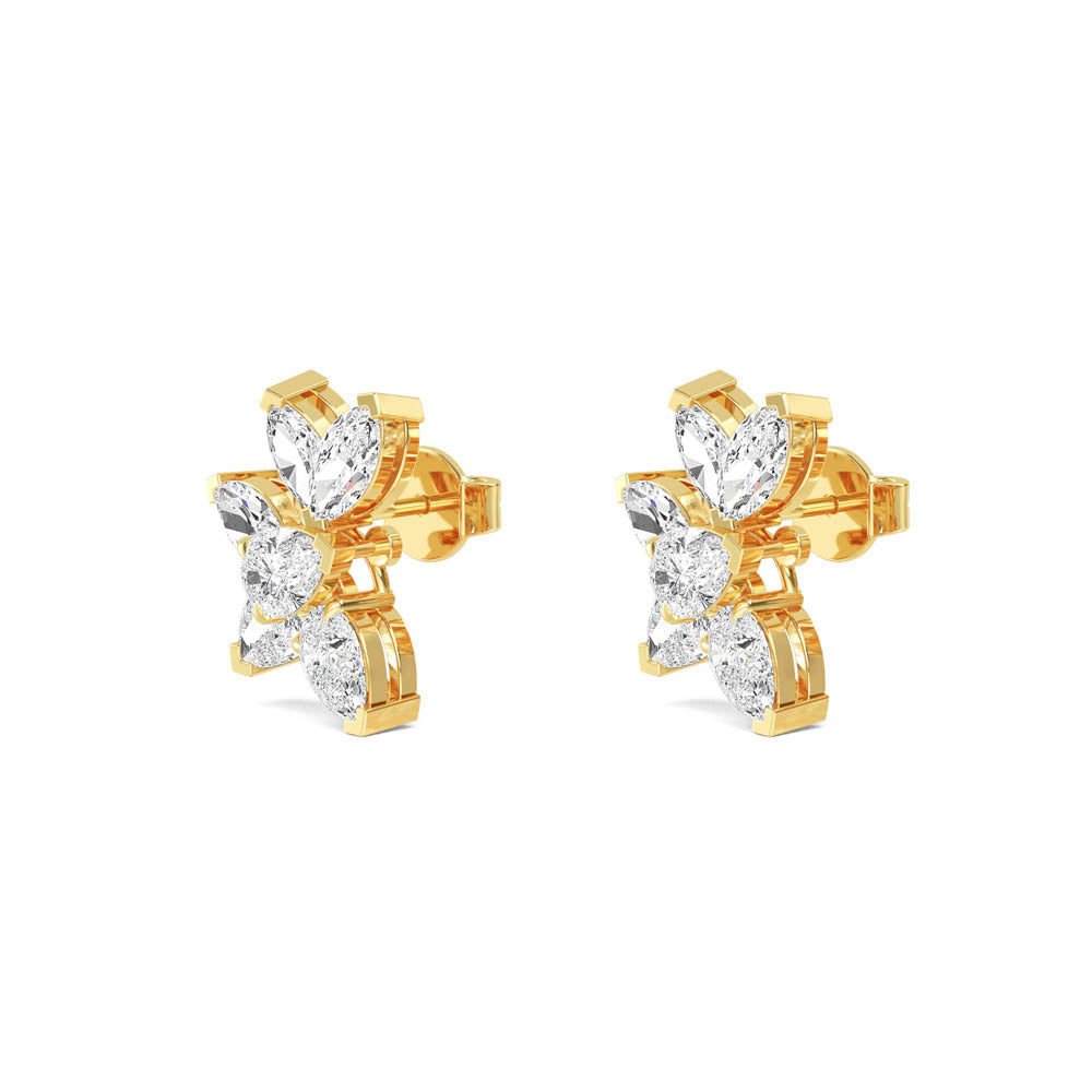 18kt Gold Lab Grown Diamond Cluster Earrings
