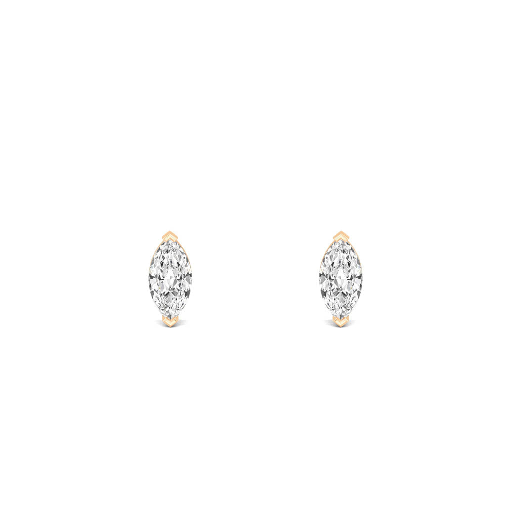 18kt Gold Marquise Cut Lab Grown Diamond Solitaire Earrings