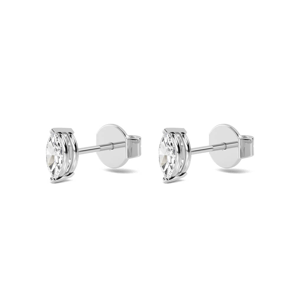 18kt Gold Marquise Cut Lab Grown Diamond Solitaire Earrings