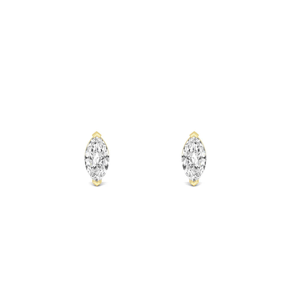 18kt Gold Marquise Cut Lab Grown Diamond Solitaire Earrings