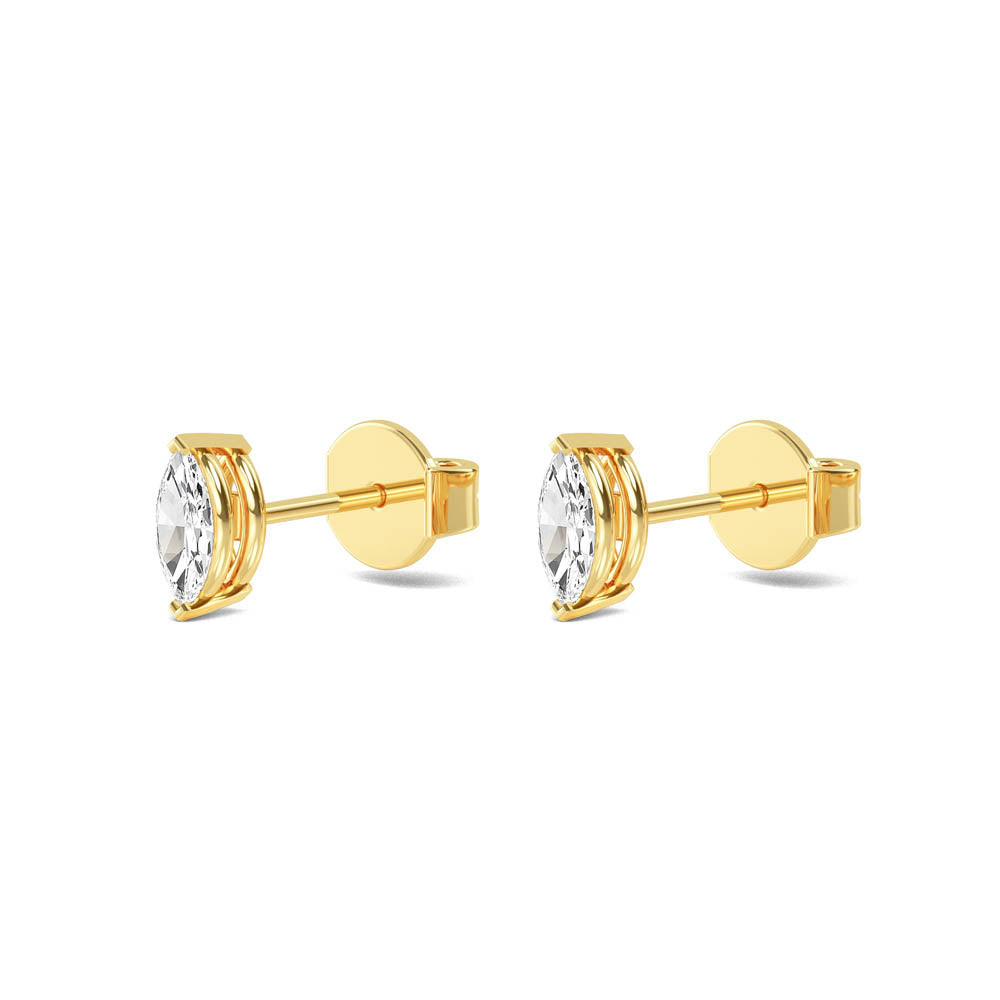 18kt Gold Marquise Cut Lab Grown Diamond Solitaire Earrings