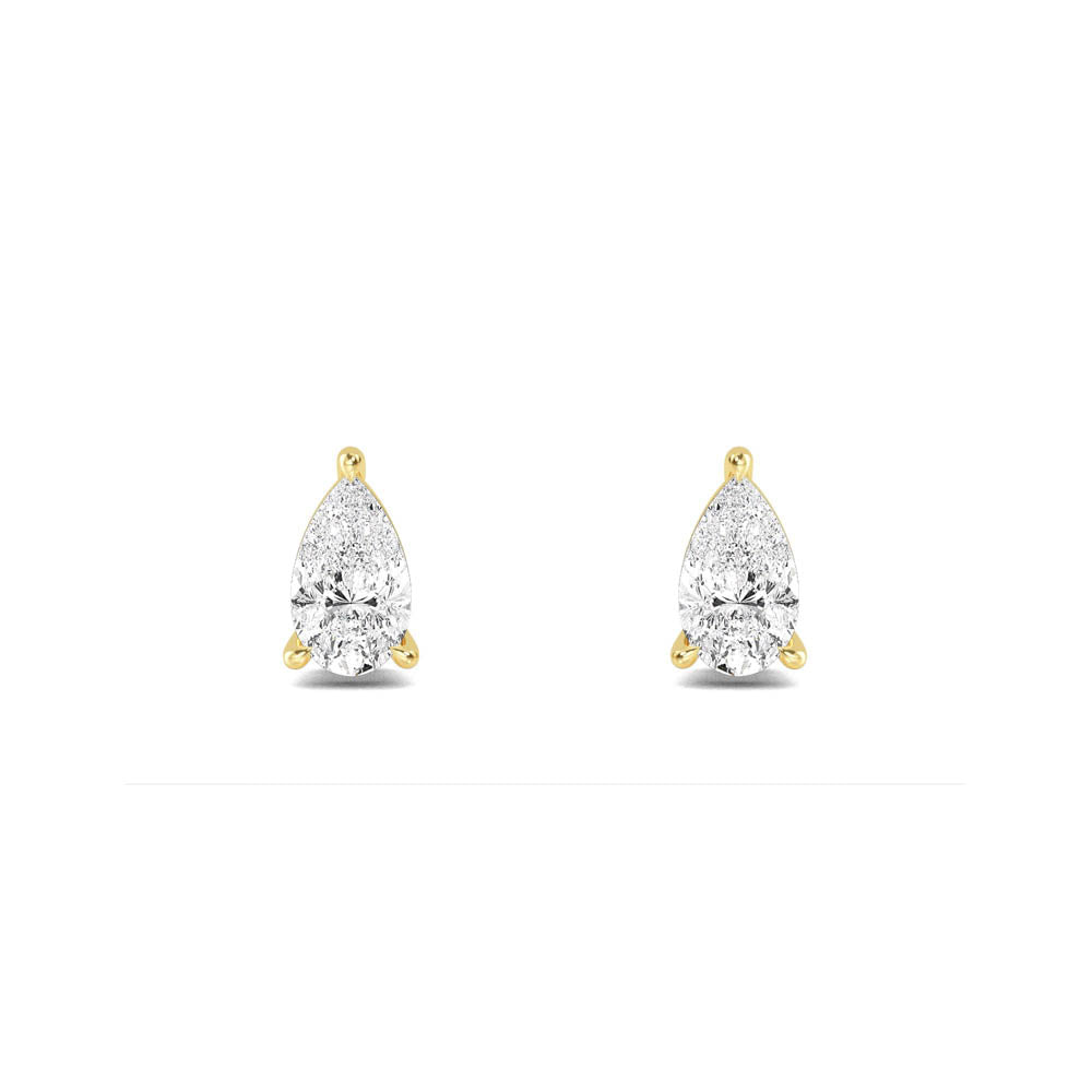 18kt Gold Pear Cut Lab Grown Diamond Solitaire Earrings