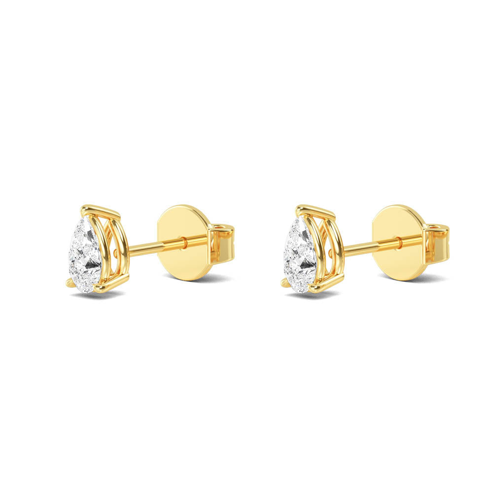 18kt Gold Pear Cut Lab Grown Diamond Solitaire Earrings